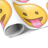 Zunge-out-Cheeky Emoji Geschenkpapier (Rolleneckpunkt)