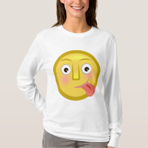 Zunge Raus Emoji Lustiges Albernes Gesicht T-Shirt