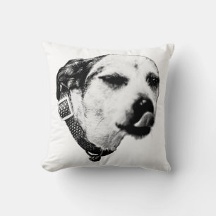 Zunge Raus Hund Kissen – Monochromer Stil