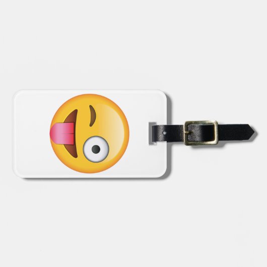 Zunge raus mit Winking Eye - Emoji Gepäckanhänger (Vorderseite horizontal)