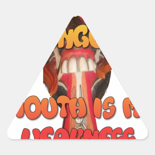 Zunge Zunge: Funny Zunge Zitat Farbiger Text Kunst Dreieckiger Aufkleber (Vorderseite)