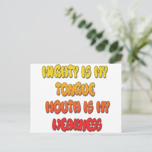 Zunge Zunge: Funny Zunge Zitat Farbiger Text Kunst Postkarte (Stehend Vorderseite)