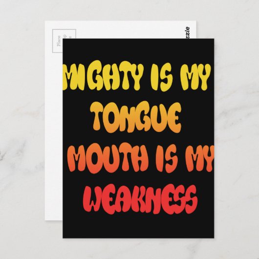 Zunge Zunge: Funny Zunge Zitat Farbiger Text Kunst Postkarte (Vorne/Hinten)