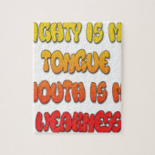 Zunge Zunge: Funny Zunge Zitat Farbiger Text Kunst Puzzle (Vertikal)