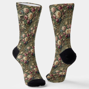 🩸 Zungengepeitschte Blüten – Gothic-Tapisserie Socken