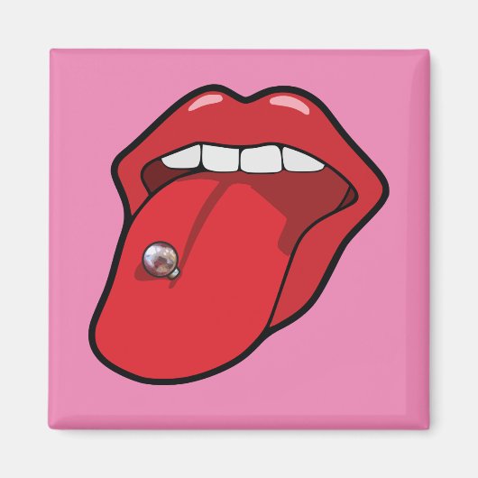 Zungenpiercing-Quadratzoll Kühlschrankmagnet (Vorne)