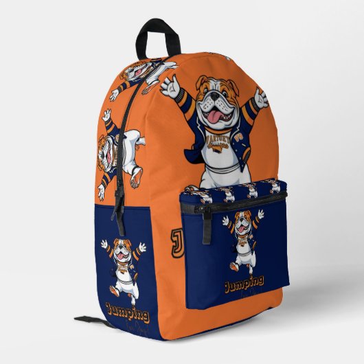 Zungenspass | Spielhaftes Bulldogdesign Bedruckter Rucksack (Rückseitige Ecke links)