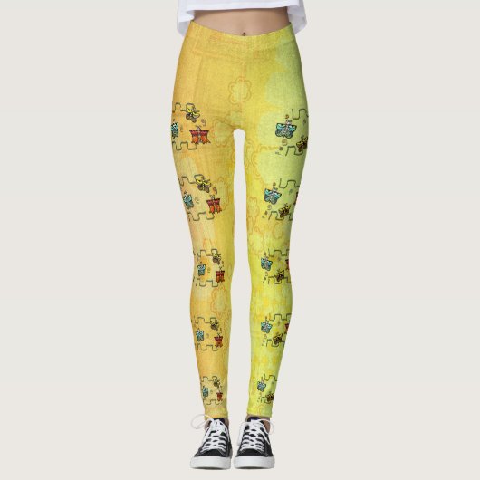 Zuni Butterfly Folk Kunst Leggings (Vorderseite)