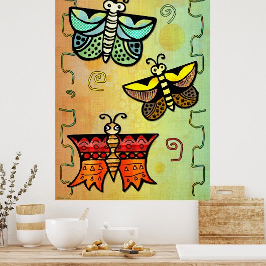 Zuni Butterfly Folk Kunst Poster (Küche)