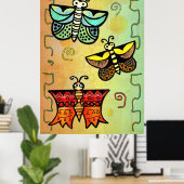 Zuni Butterfly Folk Kunst Poster (Heimbüro)
