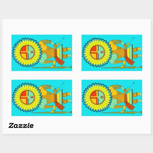 Zuni Man Sunface Rechteckiger Aufkleber (Blatt)