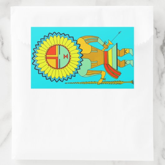 Zuni Man Sunface Rechteckiger Aufkleber (Tasche)