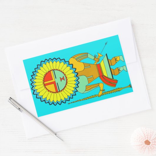 Zuni Man Sunface Rechteckiger Aufkleber (Umschlag)