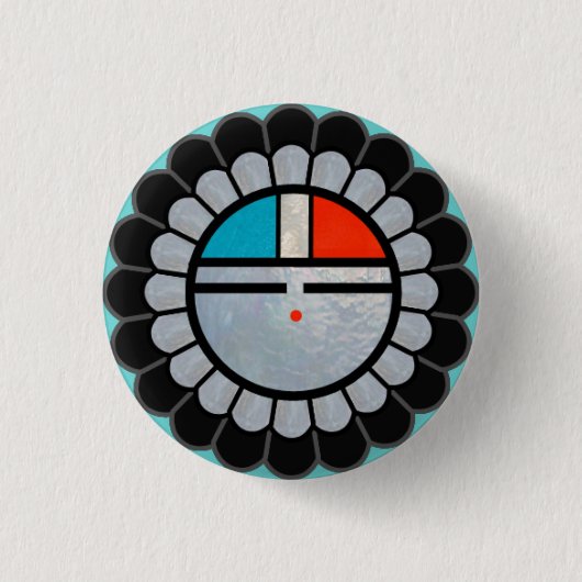 Zuni-Sonnen-Lapelbutton Button (Vorderseite)