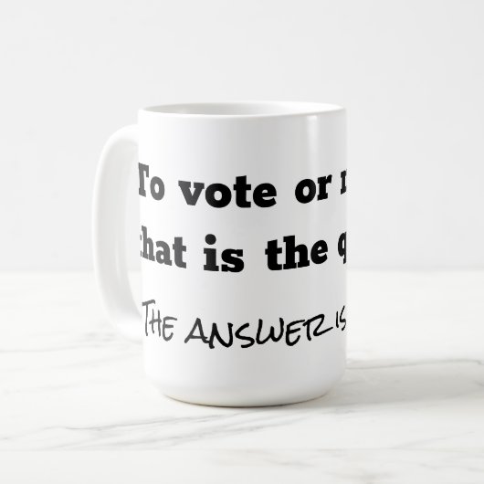 Zur Abstimmung oder nicht Frage weiß Kaffeetasse (Vorderseite Links)
