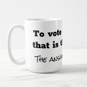Zur Abstimmung oder nicht Frage weiß Kaffeetasse