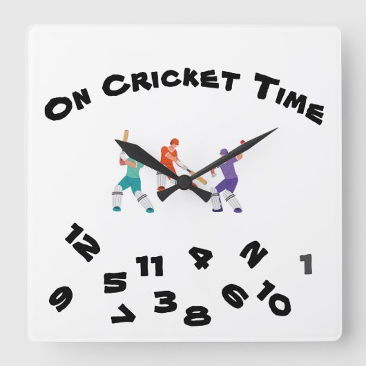 ZUR **CRICKET TIME** SPORTSMAN-Acrylmauer Quadratische Wanduhr (Vorderseite)