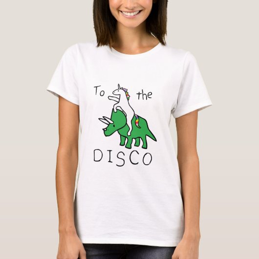 Zur Disco (Einhorn-ReitTriceratops) T-Shirt (Vorderseite)