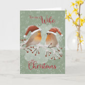 Zur Ehefrau zu Weihnachten Vögel mit Weihnachtsman Karte (Gelbe Blume)