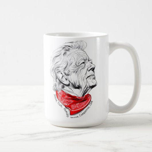 Zur Erinnerung an den humanitären Präsidenten Jimm Kaffeetasse (Rechts)