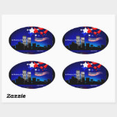 Zur Erinnerung an den Sturz am 11. September Ovaler Aufkleber (Blatt)