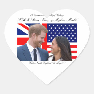 Zur Erinnerung an die königliche Hochzeit Harry un Herz-Aufkleber