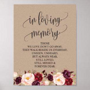 Zur Erinnerung an Verstorbene Hochzeitsgedenktisch Poster