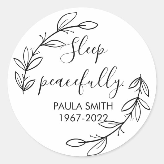 Zur Erinnerung. Beerdigungsgeschenk schlafen fried Runder Aufkleber (Vorderseite)