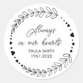 Zur Erinnerung. Begräbnisgeschenk Runder Aufkleber (Vorderseite)