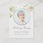 Zur Erinnerung: Lilies Gedenkkarte Visitenkarte (Vorderseite)