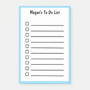 Zur Erstellung der Liste mit hellblauen Post-it-No Post-it Klebezettel