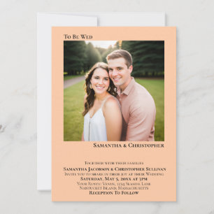 Zur Hochzeit Minimalistisches Korallenrosa Pfirsic Einladung