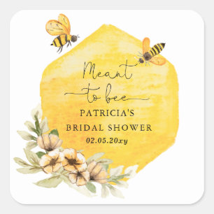 Zur Hochzeitsfeier der Honigbiene Floral Bridal Sh Quadratischer Aufkleber