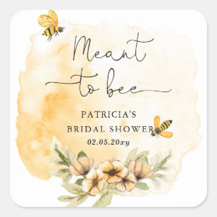 Zur Hochzeitsfeier der Honigbiene Floral Quadratischer Aufkleber