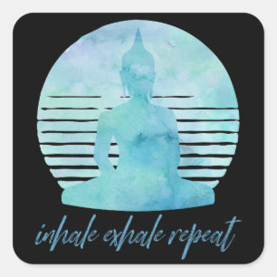 Zur Inhalation der Exhale wiederholen Sie blau Quadratischer Aufkleber