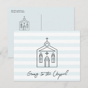 Zur Kapelle Hochzeit Blau Save-the-Date Postkarte