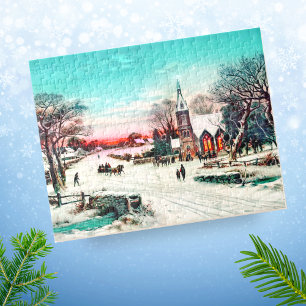 Zur Kirche gehen, Heiligabend von J. Hoover & Son Puzzle