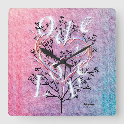 Zur Liebe-Quadrat-Uhr Quadratische Wanduhr (Vorderseite)