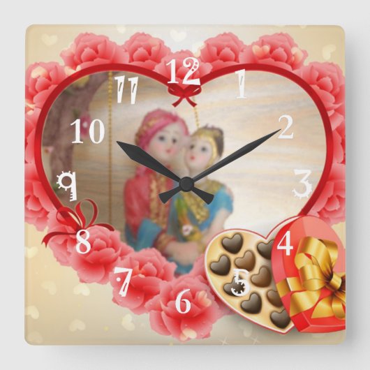 Zur Liebe und Save the Date zur Cherish Quadratische Wanduhr (Vorderseite)