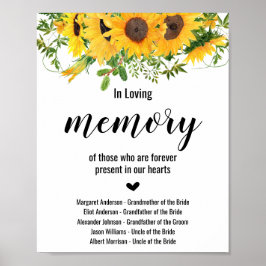 Zur liebevollen Erinnerung Sonnenblumen Hochzeitss Poster