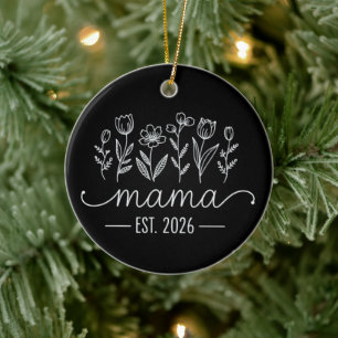 Zur Mama befördert 2026 Schwangerschaft Blumen Neu Keramik Ornament