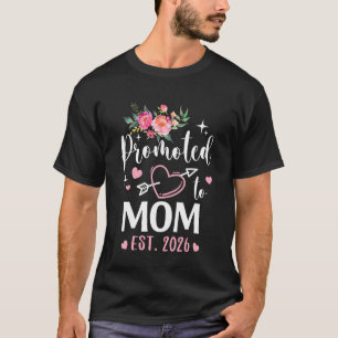 Zur Mama befördert Erw. 2026 Blumenherz T-Shirt