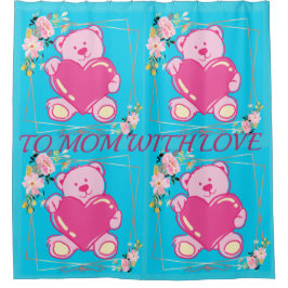 ZUR MAMA MIT LIEBE PINK BABYBLUE TEDDDY BEAR FLORA DUSCHVORHANG
