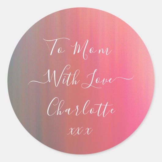 Zur Mama mit Liebe-Rosa- und Aquamarines Geschenke Runder Aufkleber (Vorderseite)