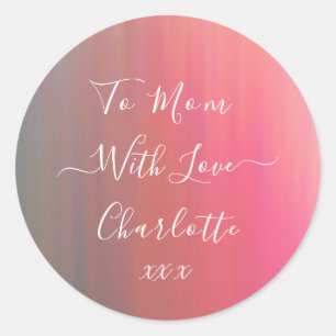 Zur Mama mit Liebe-Rosa- und Aquamarines Geschenke Runder Aufkleber