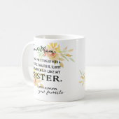 Zur Mama vom Lieblingskind - verdorbene SCHWESTER Kaffeetasse (Vorderseite Links)