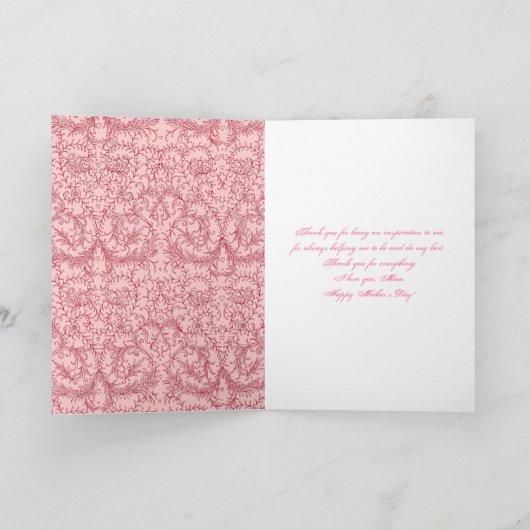 "Zur Mama, von Ihrer Tochter" Karte der Mutter (Innenseite)