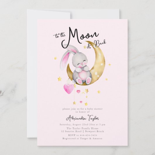 Zur Mond- und Rückenstützendusche Pink Girl Einladung (Vorderseite)