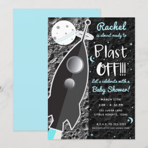 ZUR MOON Rocket Ship Space Baby Dusche Einladung