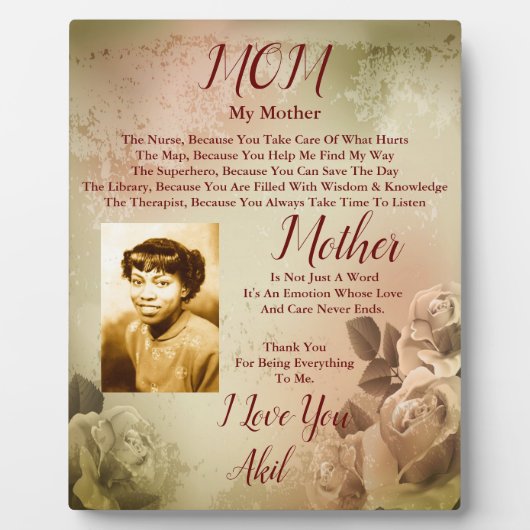 Zur Mutter Plaque Fotoplatte (Vorderseite)